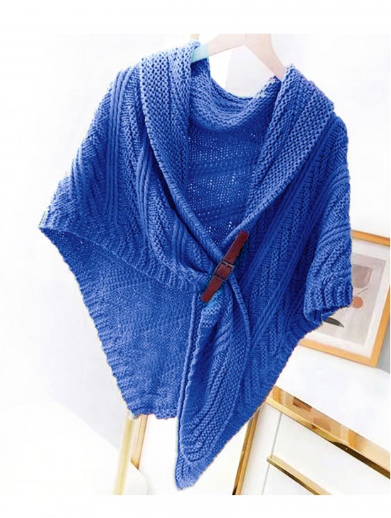 Knitted Cape w/ Buckle Detailing